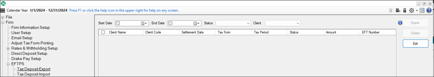 Tax Deposit Export